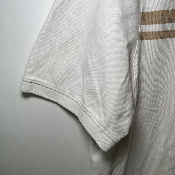 Banana Republic Polo Shirt Mens Size Large White Tan Gray Colorblock Elephant - Picture 4 of 12
